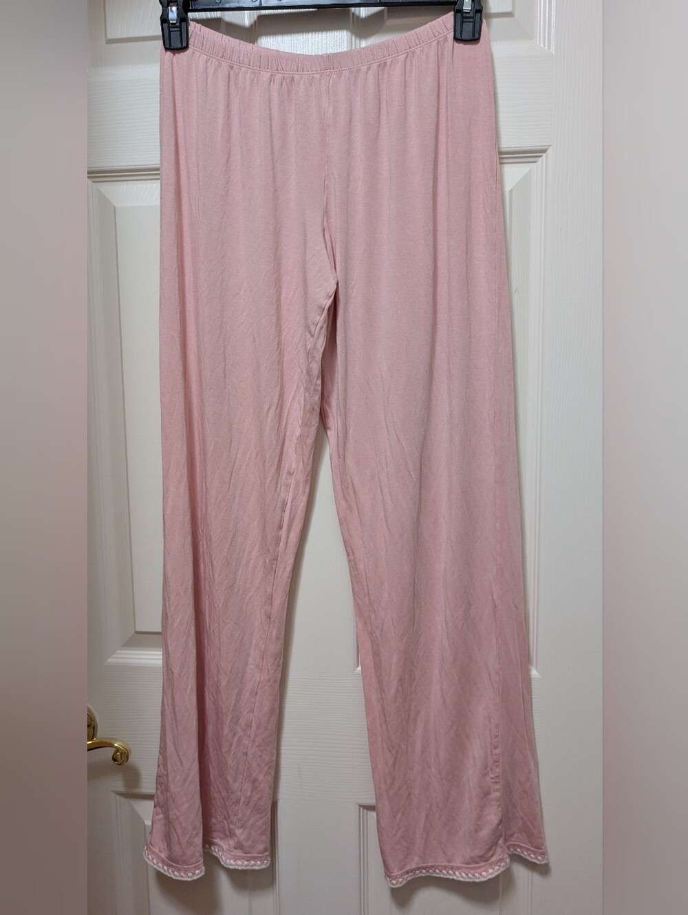 Eberjey Frida Pj Pants Pajamas Size Small S Light Pink White Whipstitch Hem